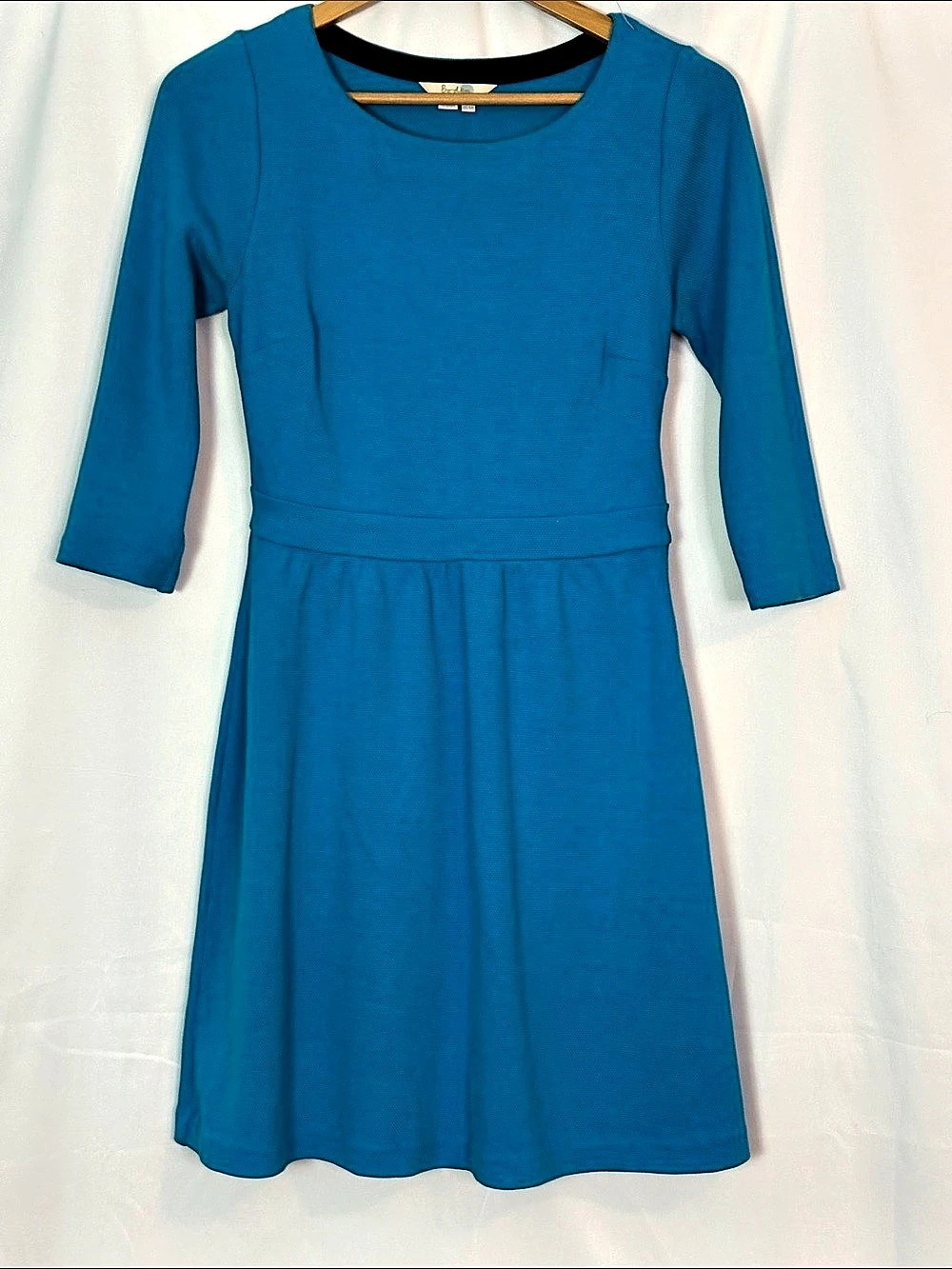 BODEN Teal Blue 3/4 Sleeve Mini Fitted Dress Size 6R